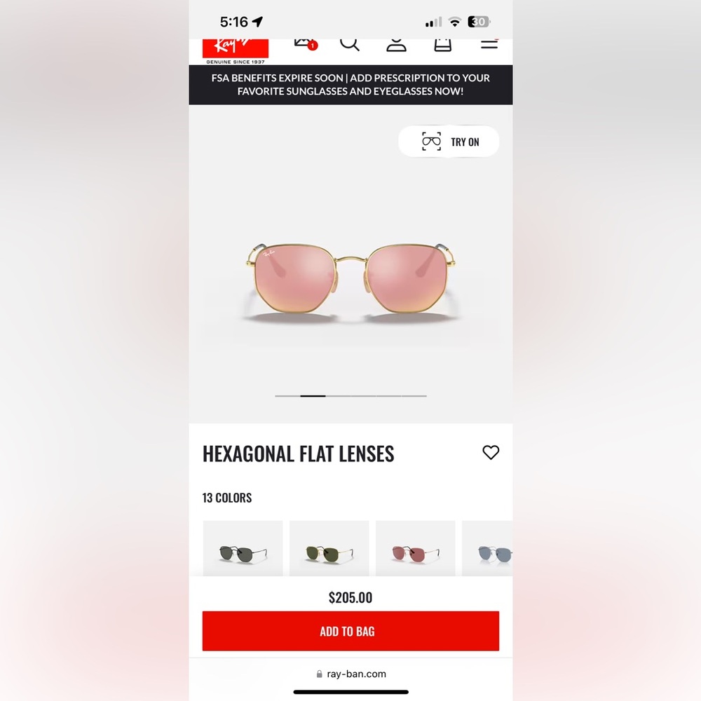 Ray Ban HEXAGONAL FLAT LENSES
